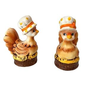 Vintage Salt Pepper Shakers Anthropomorphic Japan Chickens/Hens w/Polka Dot Hats